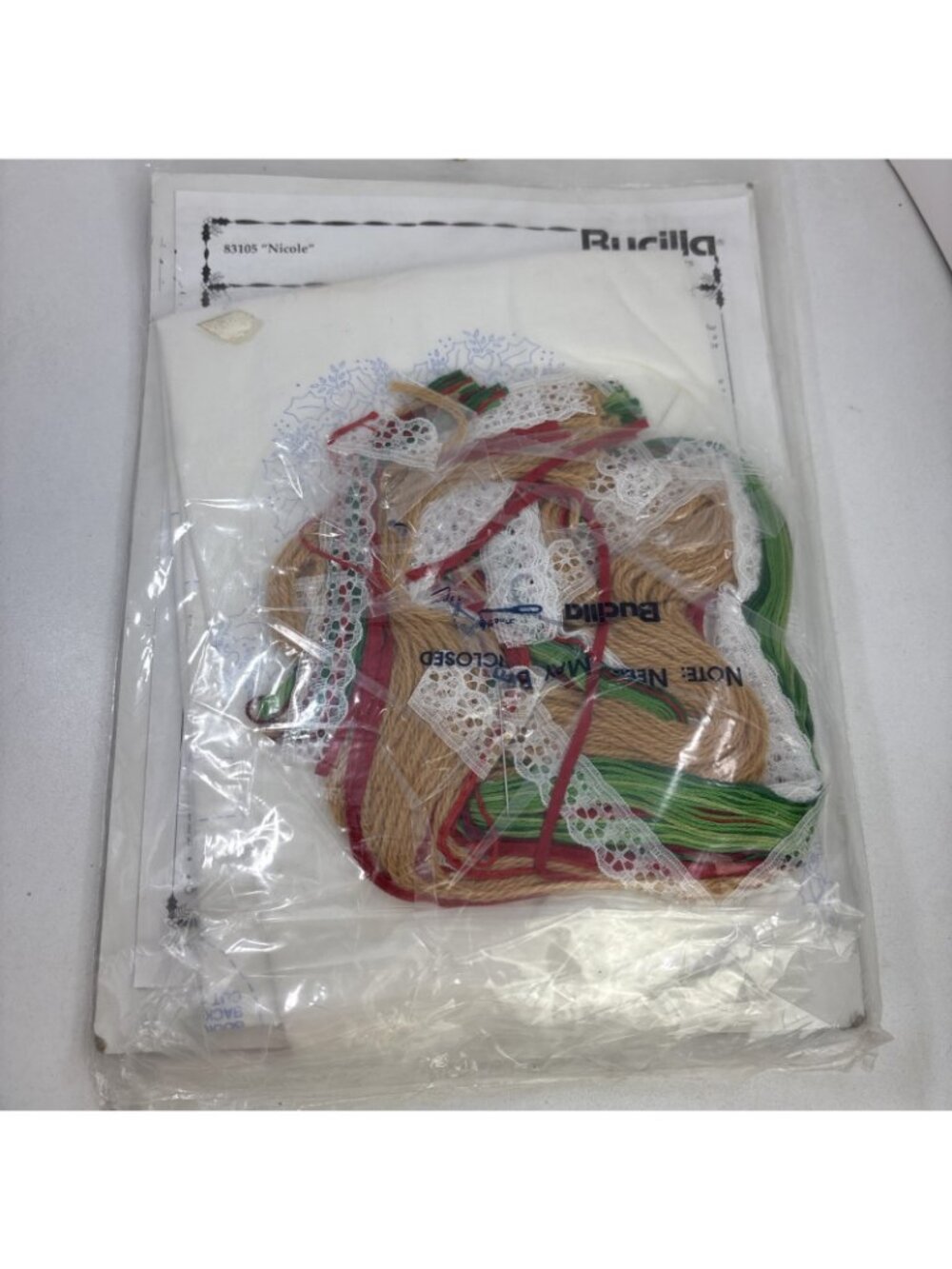 Bucilla Nicole Christmas Doll/Tree Topper Stamped Embroidery 83105 Kit 14” NOS - Picture 3 of 3